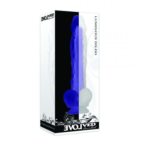 Dildo Luminoso 8” Evolved realista, flexible, color morado - Luky
