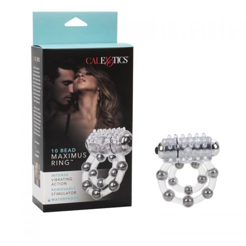 Anillo doble con vibrador para pene Calexotics Max Ring 10 esferas